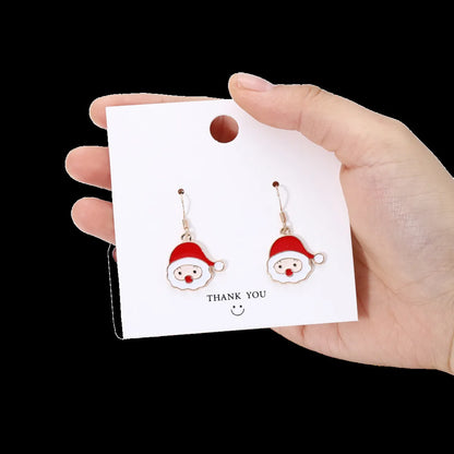 Fashion Christmas Tree Snowflake Elk Silver Plated Enamel Women'S Earrings 1 Pair