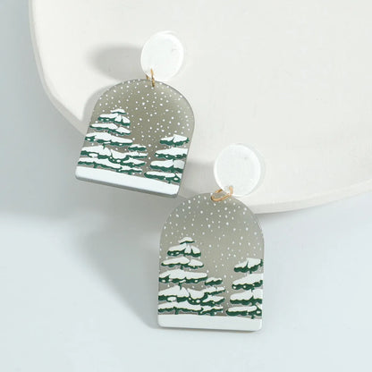 Fashion Christmas Tree Snowflake Plastic Resin Printing Women's Drop Earrings 1 Pair