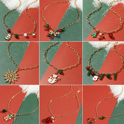 Fashion Christmas Tree Snowman Elk Alloy Women's Necklace 1 Piece