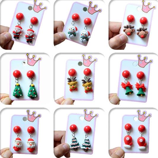 Fashion Christmas Tree Snowman Elk Arylic Women's Ear Clips 1 Pair