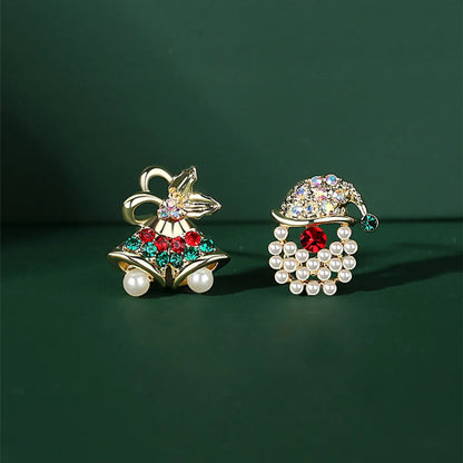 Fashion Christmas Tree Snowman Snowflake Alloy Enamel Rhinestones Women'S Drop Earrings Ear Studs 1 Pair