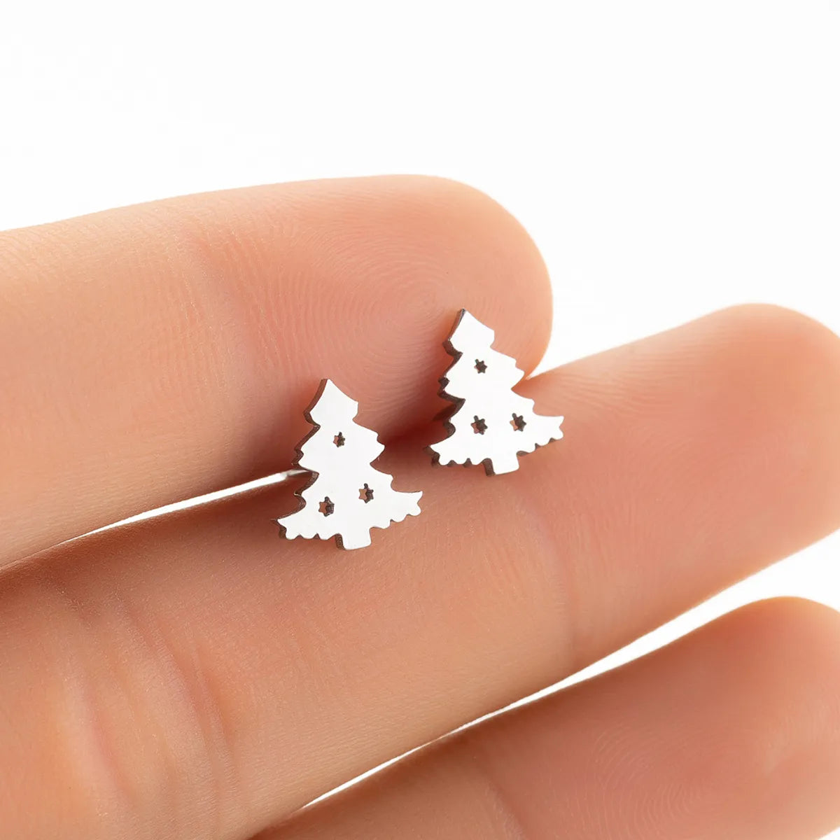 Fashion Christmas Tree Stainless Steel Ear Studs 1 Pair