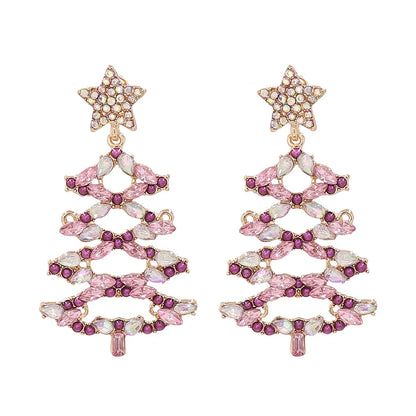 Fashion Christmas Tree Star Alloy Rhinestone Women'S Drop Earrings 1 Pair