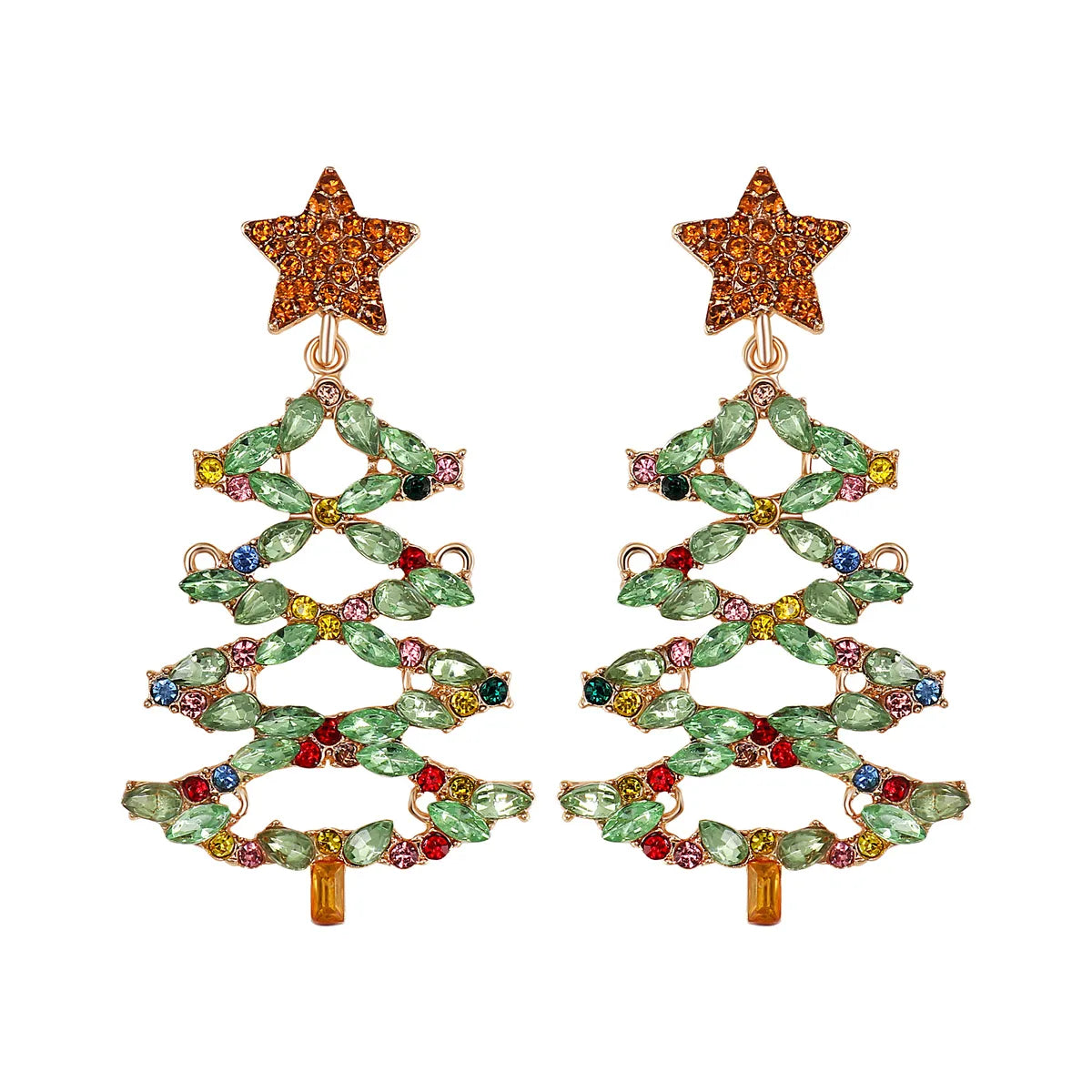 Fashion Christmas Tree Star Alloy Rhinestone Women'S Drop Earrings 1 Pair