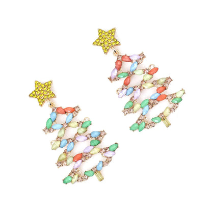 Fashion Christmas Tree Star Alloy Rhinestone Women'S Drop Earrings 1 Pair