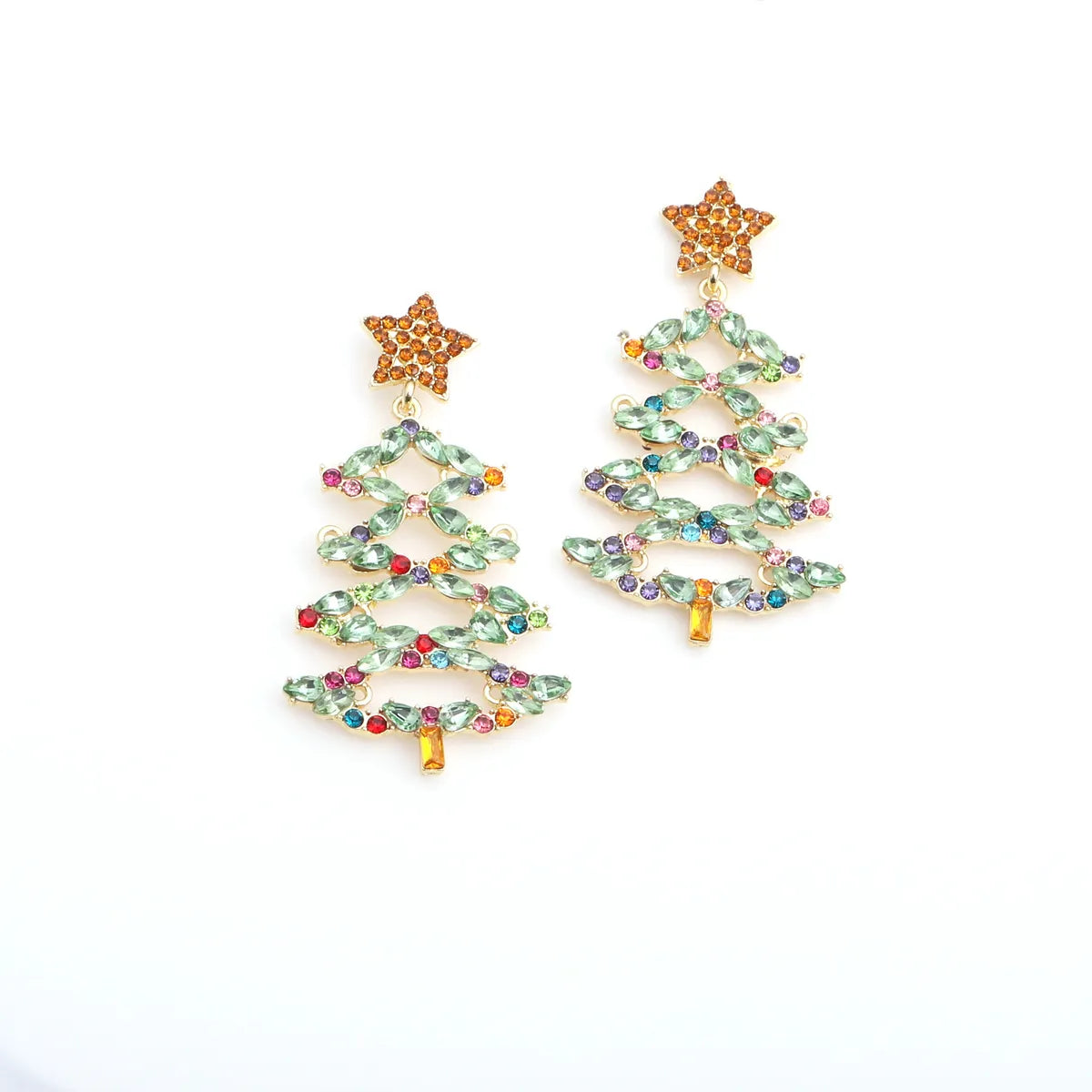 Fashion Christmas Tree Star Alloy Rhinestone Women'S Drop Earrings 1 Pair