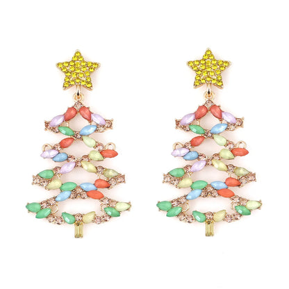 Fashion Christmas Tree Star Alloy Rhinestone Women'S Drop Earrings 1 Pair