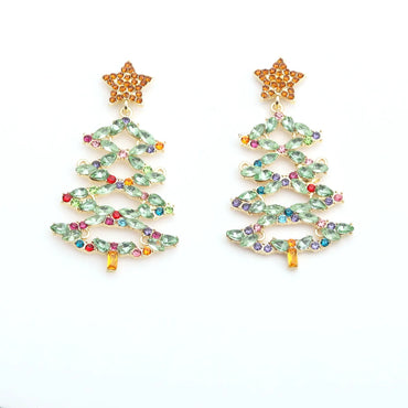 Fashion Christmas Tree Star Alloy Rhinestone Women'S Drop Earrings 1 Pair