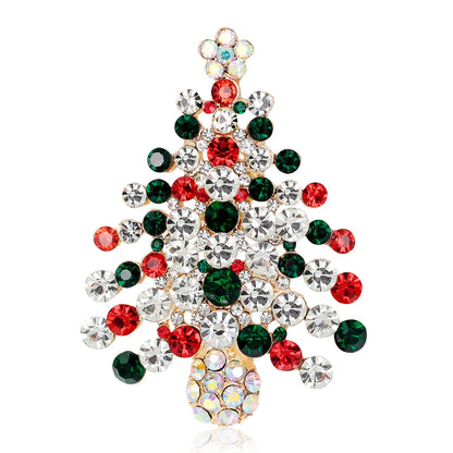 Fashion Christmas Tree Star Heart Shape Alloy Plating Rhinestones Women'S Brooches