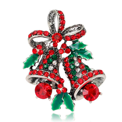 Fashion Christmas Tree Star Heart Shape Alloy Plating Rhinestones Women'S Brooches