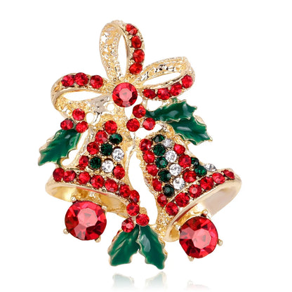 Fashion Christmas Tree Star Heart Shape Alloy Plating Rhinestones Women'S Brooches