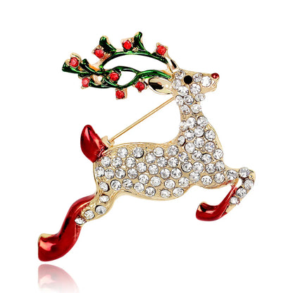 Fashion Christmas Tree Star Heart Shape Alloy Plating Rhinestones Women'S Brooches