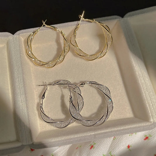 1 Pair Fashion Circle Gold Plated Alloy Hoop Earrings