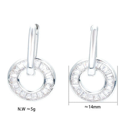 Fashion Circle Copper Drop Earrings Inlay Zircon Copper Earrings