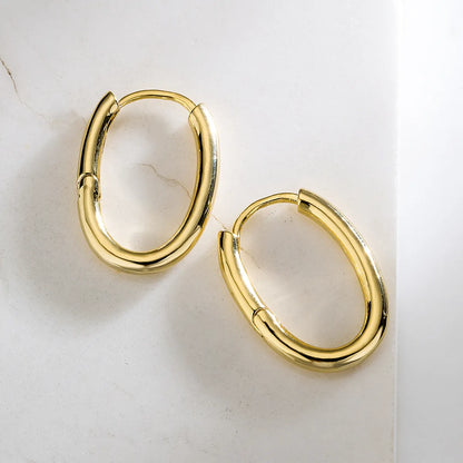 Fashion Circle Copper Gold Plated Hoop Earrings 1 Pair