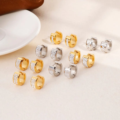 Fashion Circle Gold Plated Stainless Steel Earrings Wholesale Jewelry