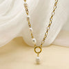 Fashion Circle Stainless Steel Pearl Plating Pendant Necklace 1 Piece