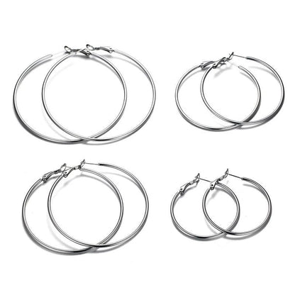 Fashion Circle Stainless Steel Polishing Plating Earrings 1 Pair