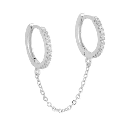 Fashion Circle Sterling Silver Earrings Plating Chain Zircon 925 Silver Earrings