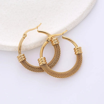 Fashion Circle Plating Titanium Steel Earrings