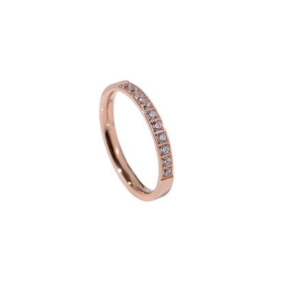 Fashion Circle Titanium Steel Inlay Zircon Rings