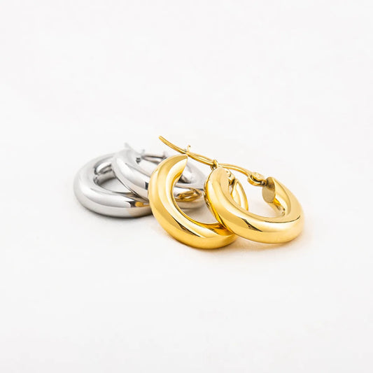 Fashion Circle Titanium Steel Plating Hoop Earrings 1 Pair