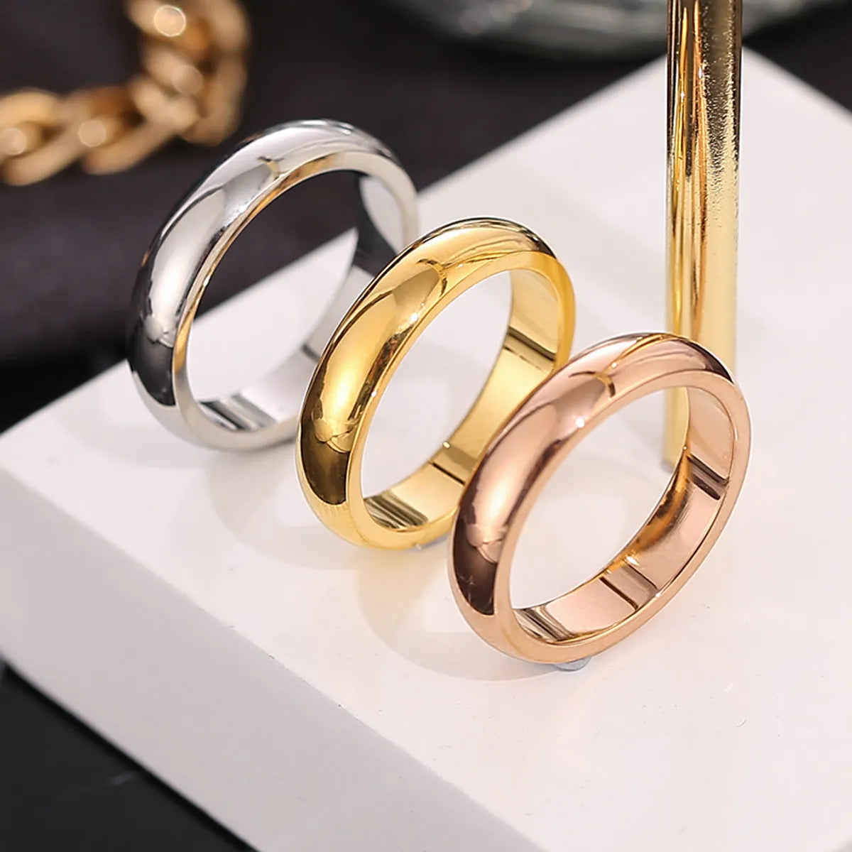 Fashion Circle Titanium Steel Plating Rings 1 Piece