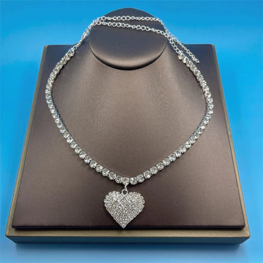 Fashion Heart Rhinestone Women'S Necklace