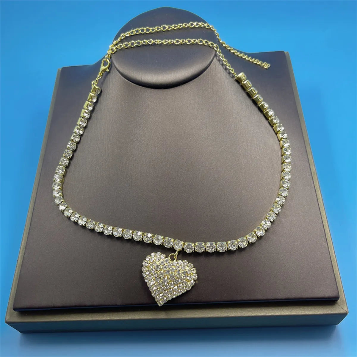 Fashion Heart Rhinestone Women'S Necklace