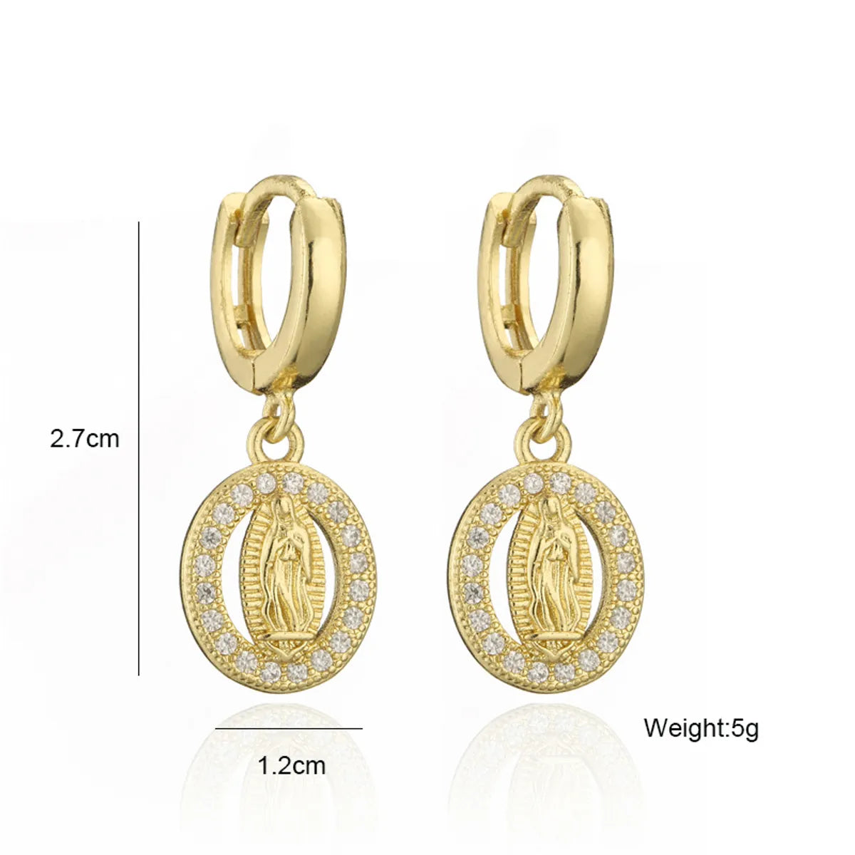 Fashion Classic Virgin Mary Shape Copper Micro-Inlaid Earrings