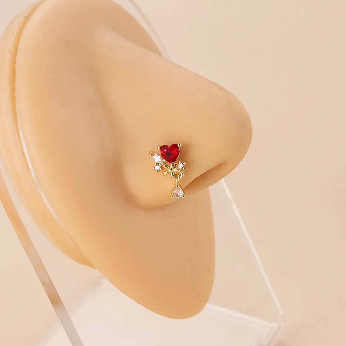 Fashion Clouds Heart Shape Flower Stainless Steel Plating Zircon Nose Studs 1 Piece