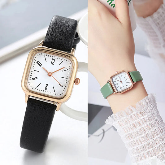 Fashion Color Block Buckle Quartz Women'S Watches