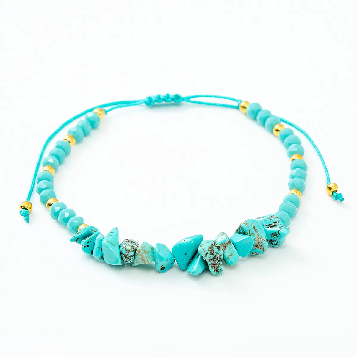 Fashion Color Block Natural Stone Beaded Drawstring Bracelets 1 Piece