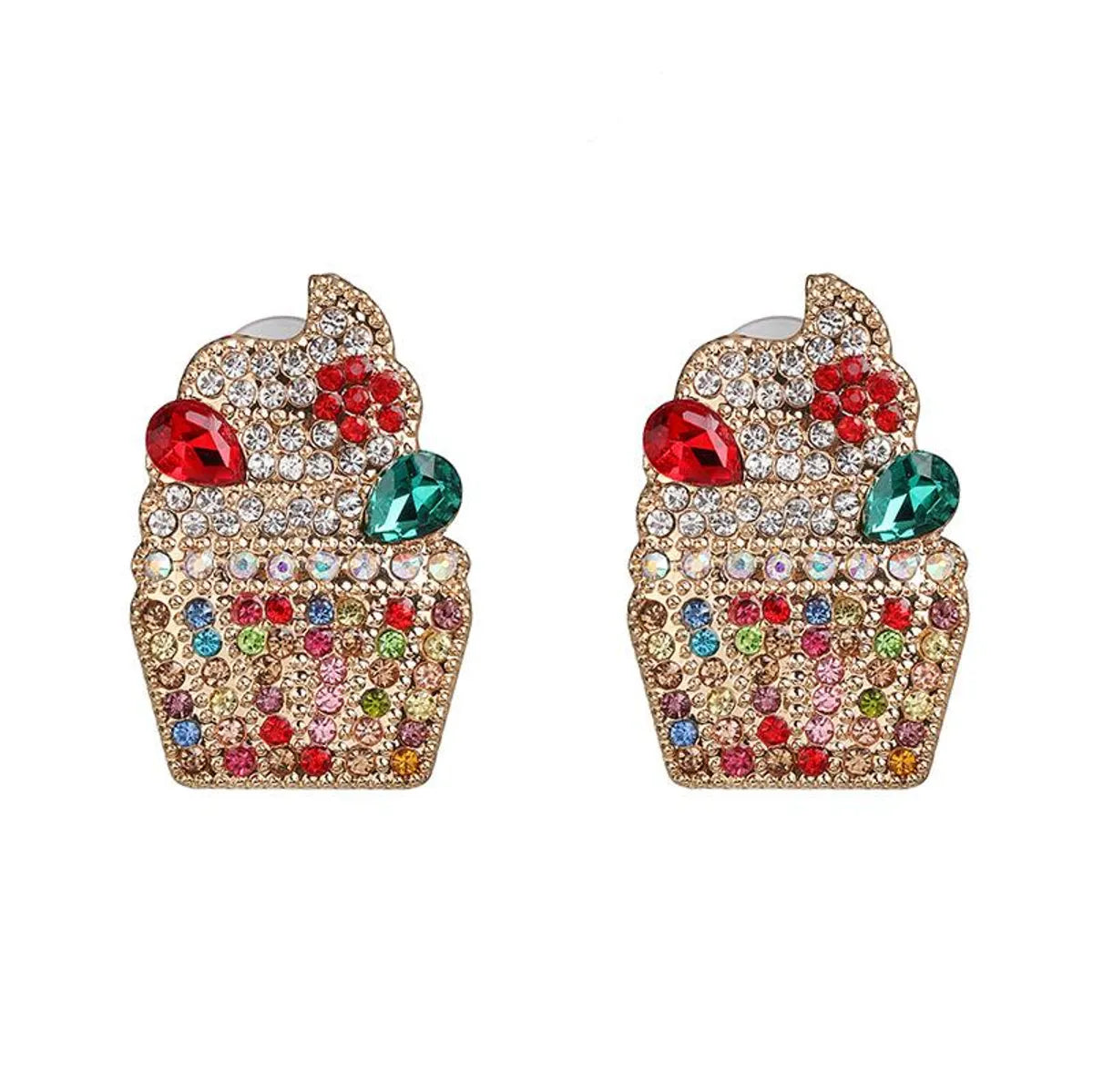 Fashion Color Diamond Ice Cream Stud Earrings Nhjj152441