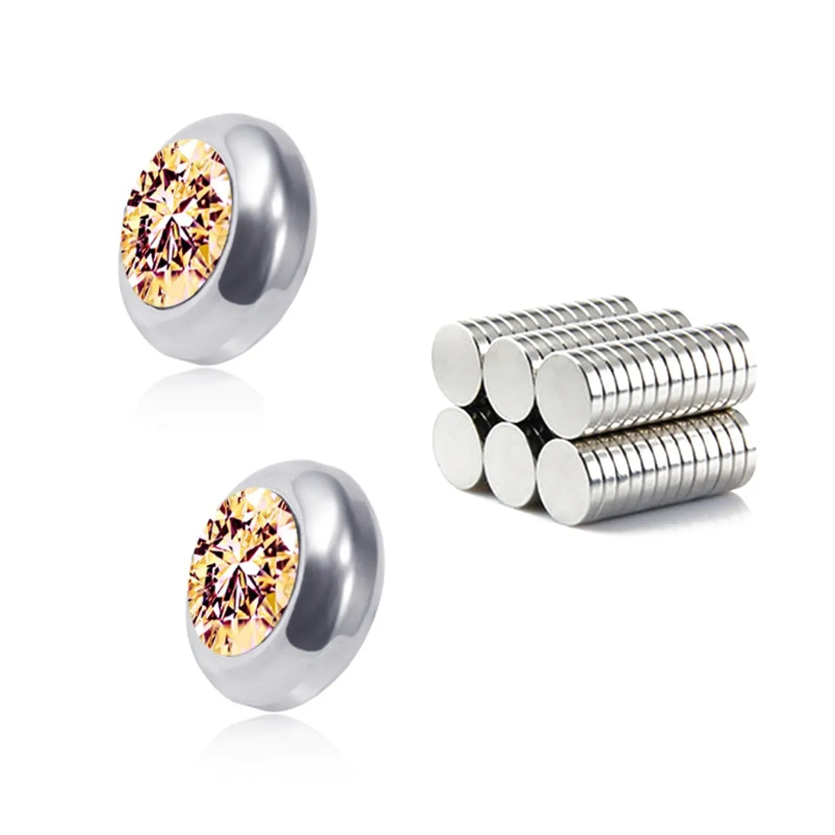 Fashion Color Diamond Stainless Steel Non-Pierced Earrings