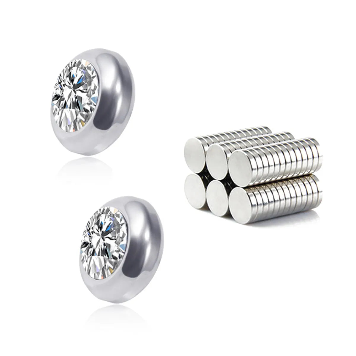 Fashion Color Diamond Stainless Steel Non-Pierced Earrings