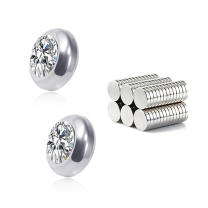 Fashion Color Diamond Stainless Steel Non-Pierced Earrings