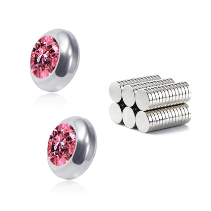 Fashion Color Diamond Stainless Steel Non-Pierced Earrings