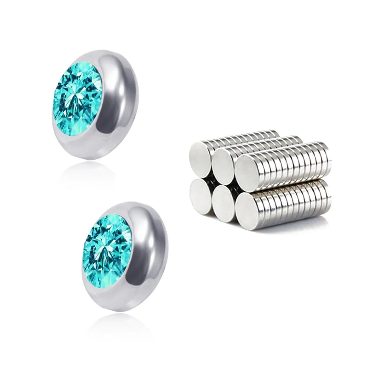 Fashion Color Diamond Stainless Steel Non-Pierced Earrings