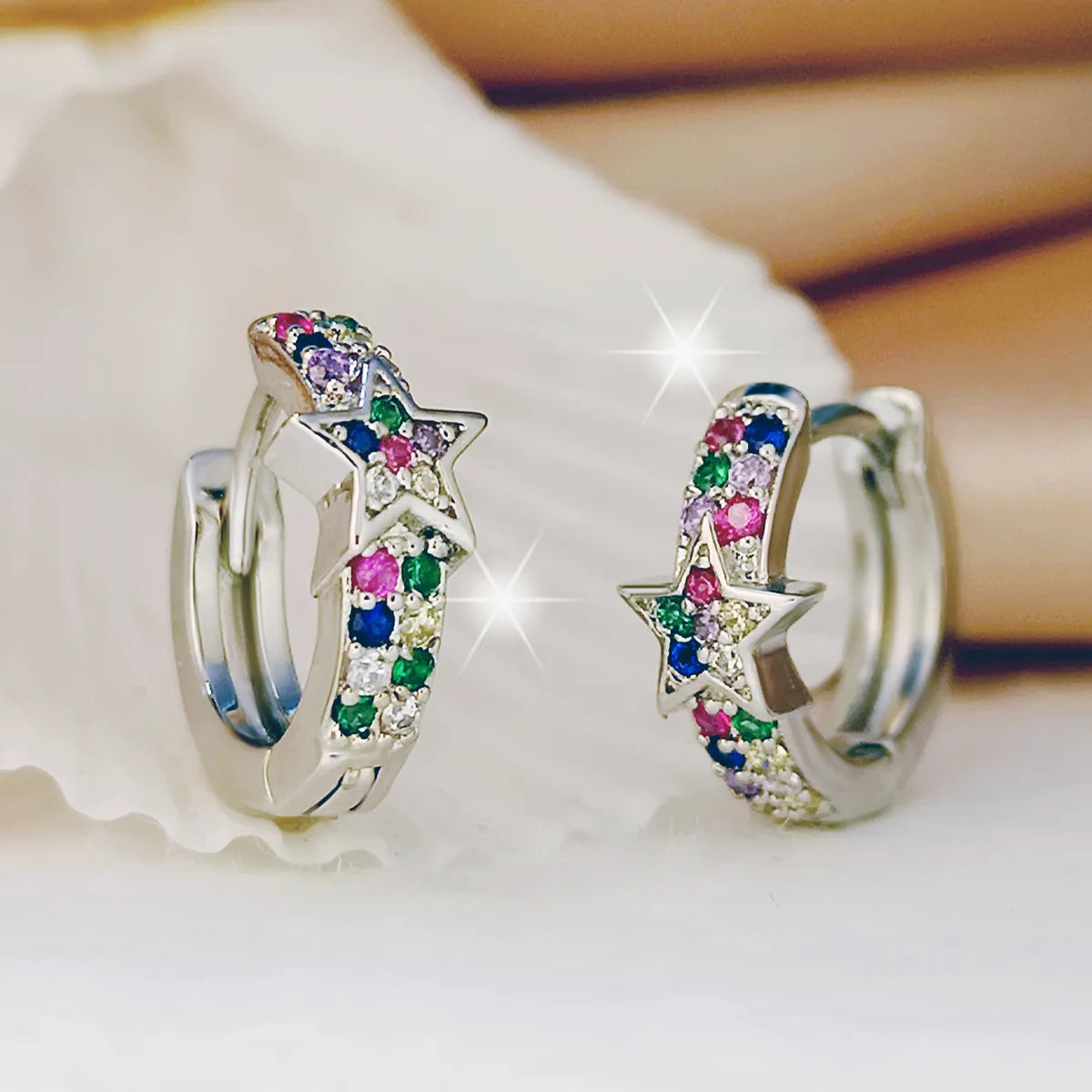 Fashion Color Micro-inlaid Zircon Earrings Star Zircon Earrings