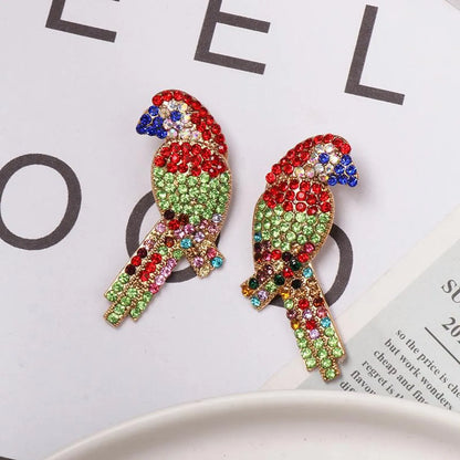 Fashion Color Rhinestone Bird Stud Earrings Nhjj155434