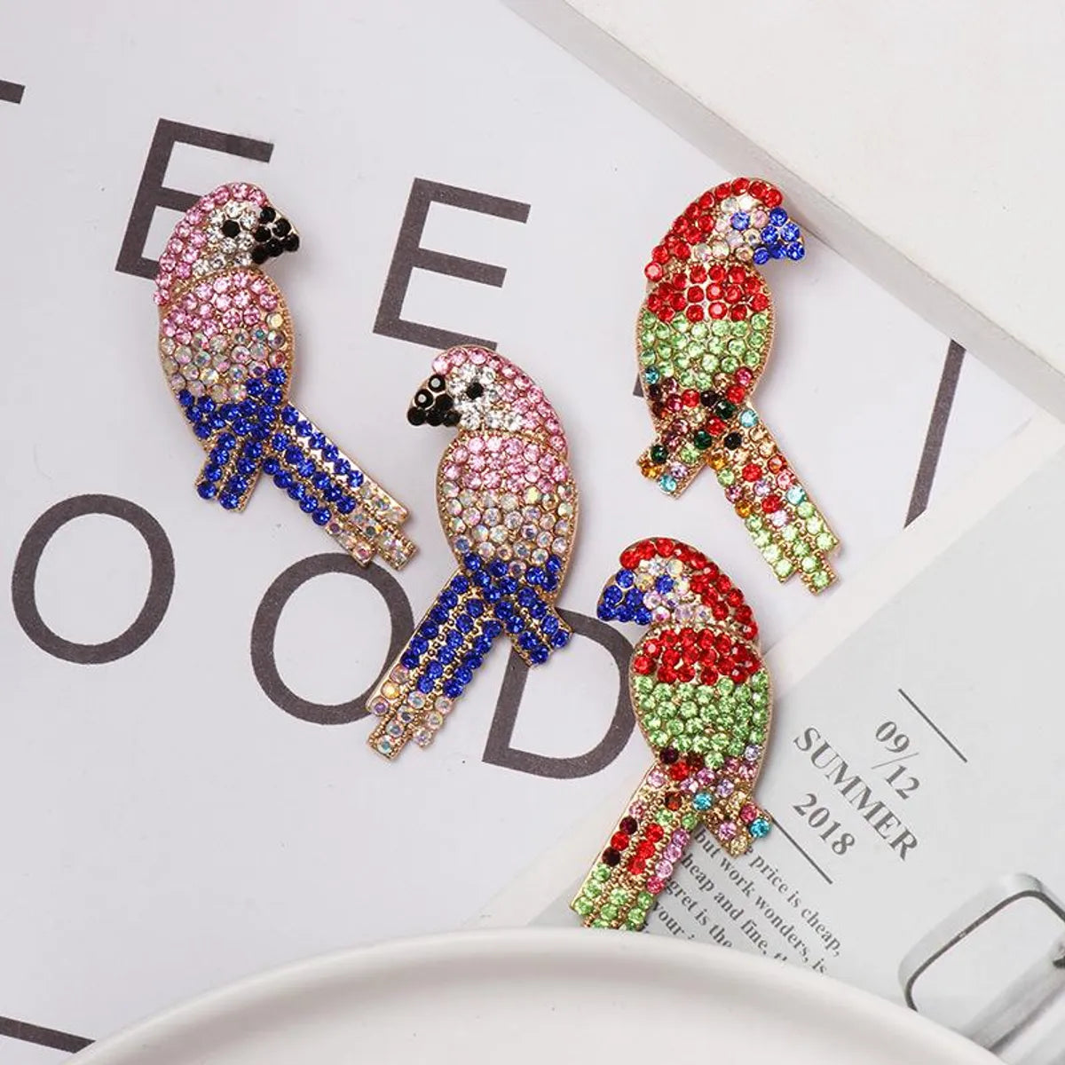 Fashion Color Rhinestone Bird Stud Earrings Nhjj155434