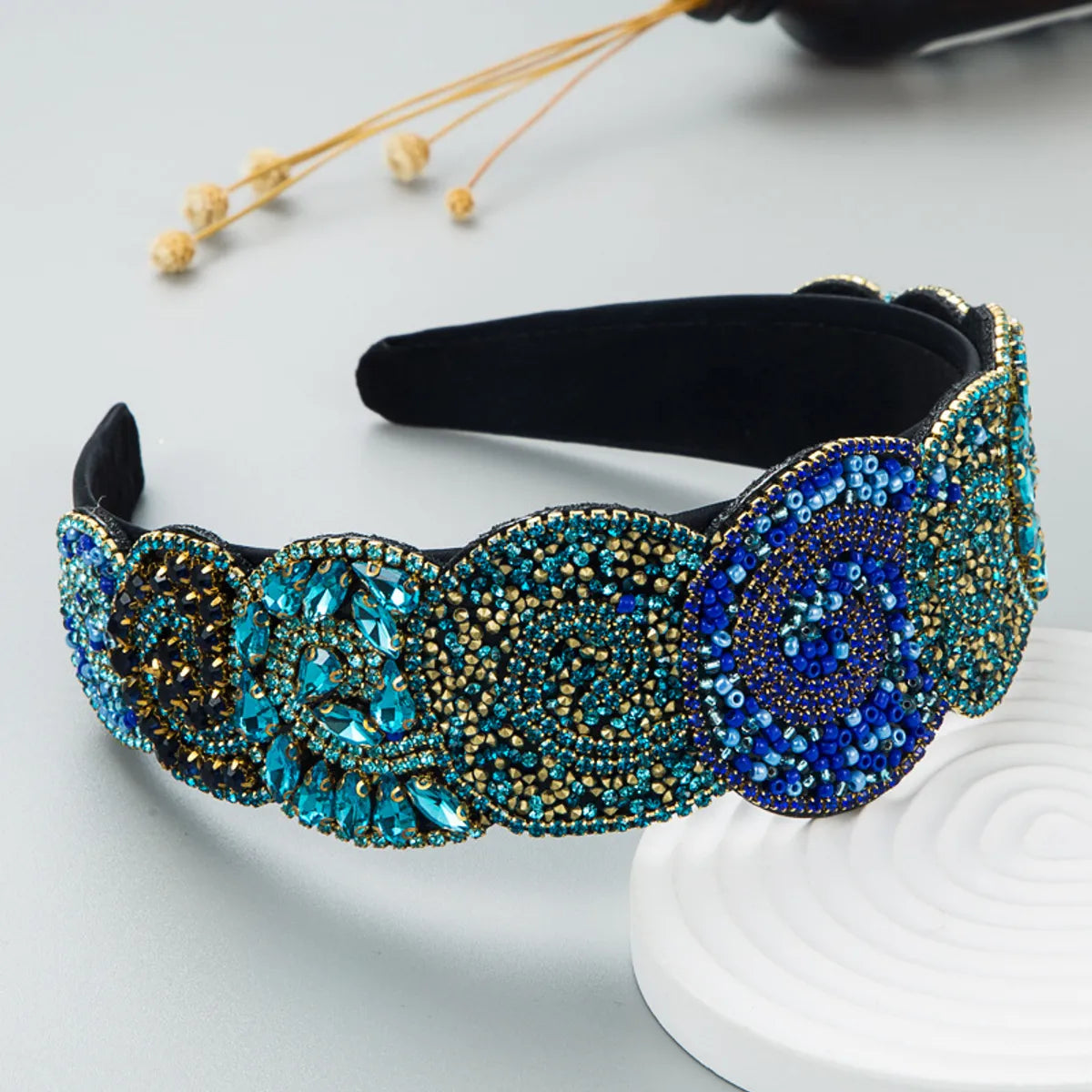 Fashion Color Rhinestone Headband Broad-Sided Headband Wholesale