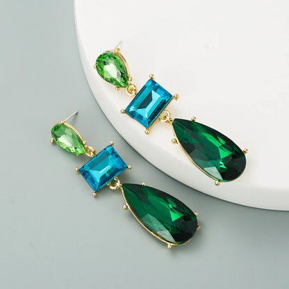 Fashion Geometric Diamond Alloy Artificial Gemstones Earrings