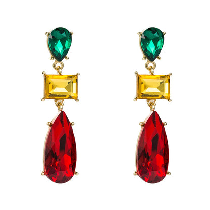 Fashion Geometric Diamond Alloy Artificial Gemstones Earrings