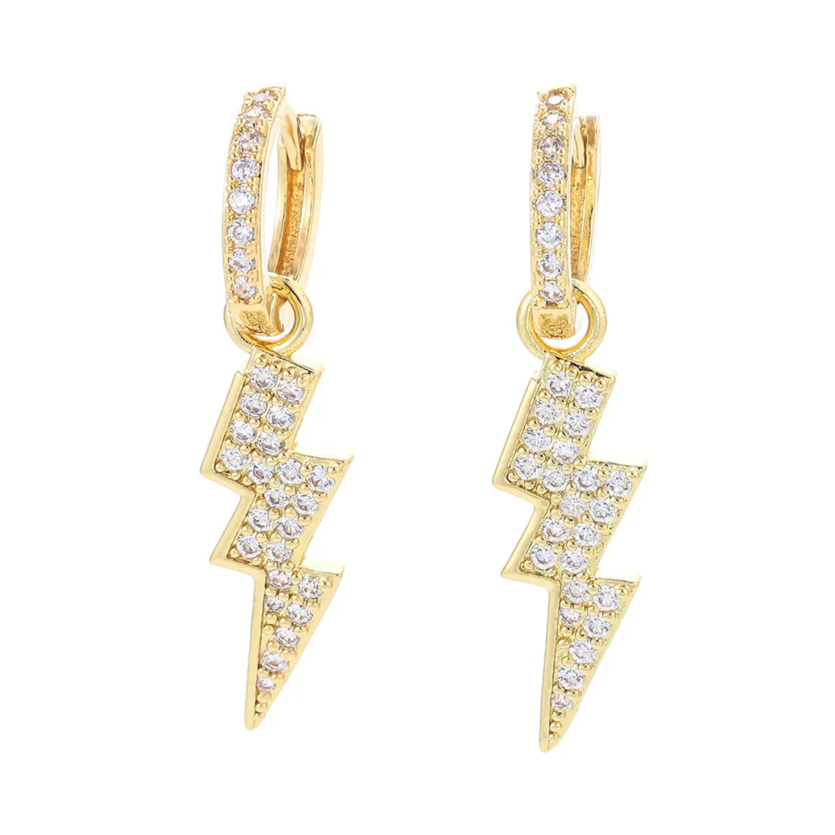 Fashion Color Zircon Lightning Copper Earrings