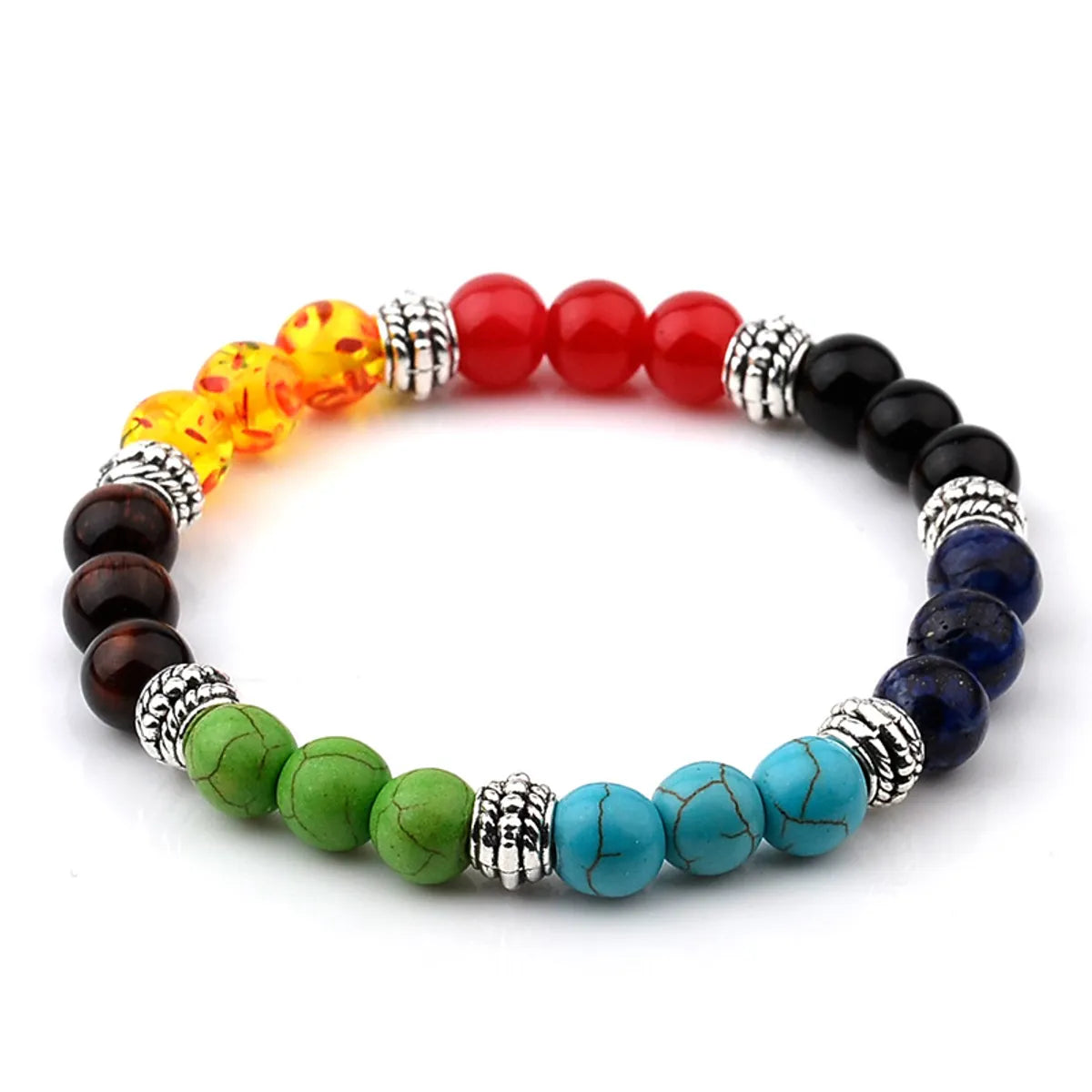 Cross-border Hot Bracelet Colorful Beads Turquoise Frosted Agate Bead Energy Buddha Beads Elastic Bracelet Wrist Ring Women