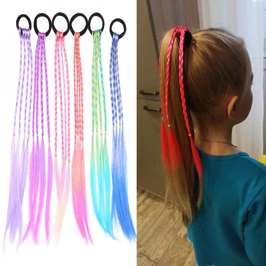 Kid'S Fashion Colorful Chemical Fiber Braid Hair Tie