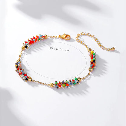 Fashion Colorful Copper Gold Plated Beads Anklet 1 Piece