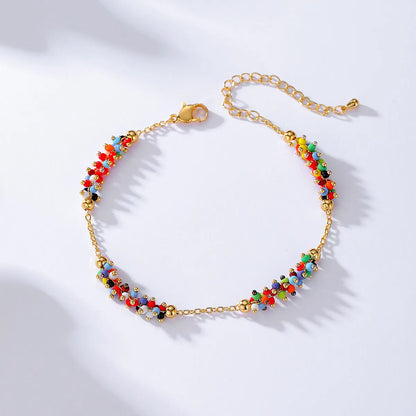 Fashion Colorful Copper Gold Plated Beads Anklet 1 Piece